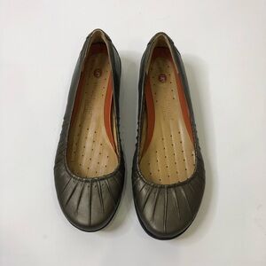 Clarks Unstructured bronze leather ballet flats Size 9W